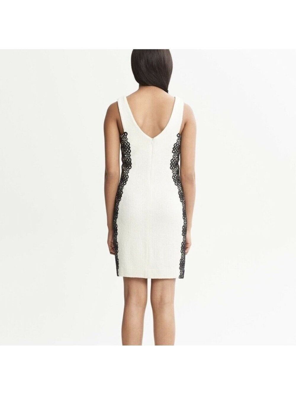 Banana Republic Sheath Dress Lace Trim Winter White Size 4 - Picture 3 of 13